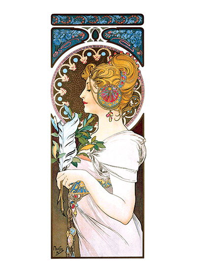 The feather 1899 By Alphonse Mucha AAM031 Art Print A4 A3 A2 A1 