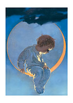 Boy Sitting on Moon (Baby Greeting Cards)