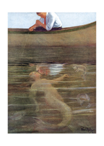 Fishing For A Mermaid (Mermaids Art Prints)