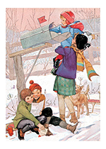 Mailing the Christmas Cards (Children Enjoying Christmas Art Prints)