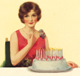 Lady With Birthday Cake (Birthday Greeting Cards)