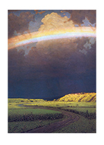 Rainbow Over Green Field (Nature's Beauty Art Prints)