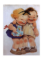 Little Girls Laughing (Girls Children Art Prints)