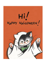 Kitty In Ghost Costume (Halloween Greeting Cards)