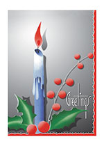 Candle and Holly (Many More Christmas Greeting Cards)