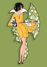 Art Deco Woman With Umbrella (Bridge Table Deco Graphic Design Greeting Cards)