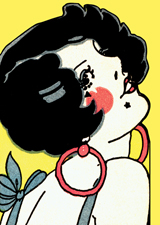 Art Deco Woman Hoop Earrings (Bridge Table Deco Graphic Design Greeting Cards)