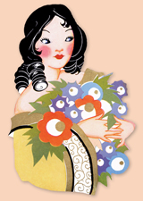 Art Deco Lady With Ringlets (Bridge Table Deco Graphic Design Art Prints)