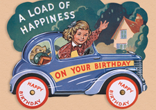 Happy Girl Driving (Birthday Greeting Cards)