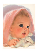 A Baby With a Blanket and a Toy (Baby Art Prints)