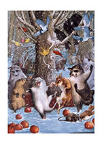 Animals Dancing In the Snow (Animal Friends Animals Art Prints)