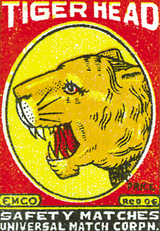 Tiger Head Safety Matches (Matchbox Labels Graphic Design Art Prints)