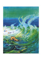 Mermaids in the Waves (Mermaids Art Prints)