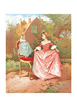 Girl Curtsying To Doll (Children Greeting Cards)
