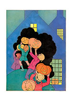 Children Parading with Jack-o-Lanterns (Classic Halloween Art Prints)
