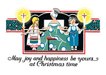 Family Sing-Along (Children Enjoying Christmas Greeting Cards)