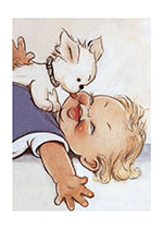 Dog Kissing Baby (Children's Playtime Children Art Prints)