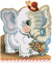 Elephant w/ Flowers (Birthday Greeting Cards)