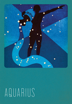 Aquarius Silk Screened (Zodiac Greeting Cards)