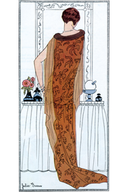Tangerene Hostess Gown 1920s (Jazz Age Fashion Art Prints)