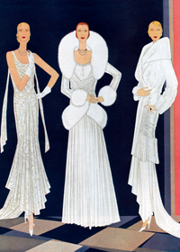 White Velvet Gowns 1920s (Jazz Age Fashion Greeting Cards)