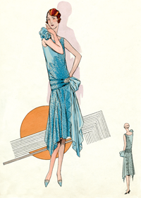 Blue Lace Gown 1920s (Jazz Age Fashion Greeting Cards)
