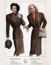 Modish Business Attire for Ladies of the 1940s (WW II Fashion Greeting Cards)