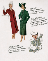 Suits and Dresses of the 1940s (WW II Fashion Greeting Cards)