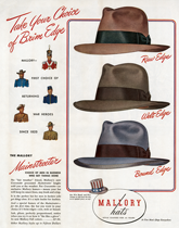 Men's Hats of the 1940s (WW II Fashion Greeting Cards)