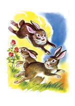 Frisky Bunnies (Animal Friends Animals Art Prints)