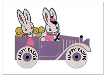 Bunnies on a Sunday Drive Easter (Easter Greeting Cards)