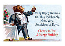 Tuxedo Bear Toasting (Birthday Greeting Cards)