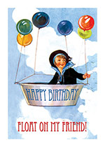 Boy Lifted by Balloons (Birthday Greeting Cards)