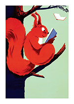 Squirrel Reading (Books & Readers Art Prints)