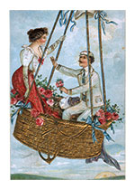 A Victorian Couple in a Hot Air Balloon (Victorian Valentine's Day Greeting Cards)