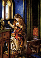 Elaine Guarding Lancelot's Shield (Fantasy and Legend Art Prints)