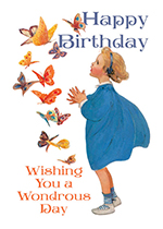 Girl with Butterflies (Birthday Greeting Cards)