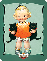 Hello Darling Notebook - Little Girl Holding Black Kittens (Journal Notebooks)