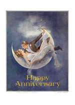 1920's Couple in Crescent Moon (Anniversary Greeting Cards)