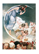 Moon Lady with Babies (Baby Art Prints)