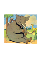 Elephant With Monkey (Animal Friends Animals Art Prints)
