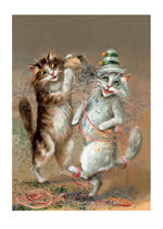 Two Cats Dancing With Confetti (Congratulations Art Prints)