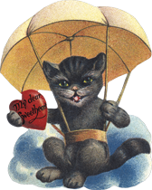 Cat in Parachute (Classic Valentine's Day Greeting Cards)