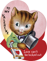 Boy Cat With Top Hat Die-Cut Valentine (Classic Valentine's Day Greeting Cards)